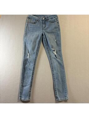 Seven Distressed Skinny Jeans Women’s Tag 4 Fits Like 27X28 Stretch Y2K Wash